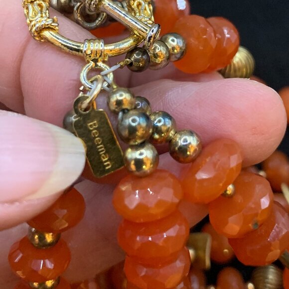 Carnelian Facet Cut Roundel Beads Vermeil John Beeman Design 4 Strand Necklace - Picture 14 of 14